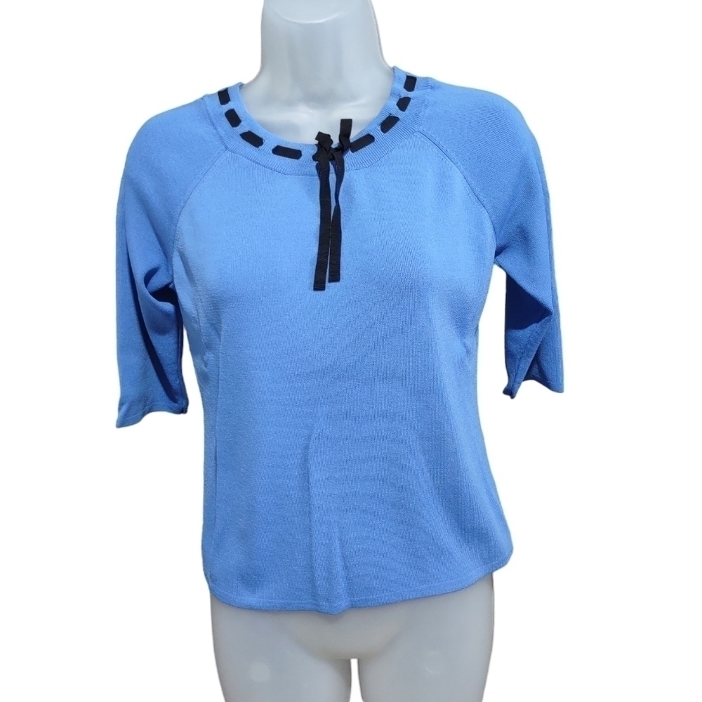 Joseph A Blue Shirt with Black Bowtie Large